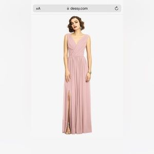 SLEEVELESS DRAPED CHIFFON MAXI DRESS WITH FRONT SLIT IN ROSE - PANTONE ROSE